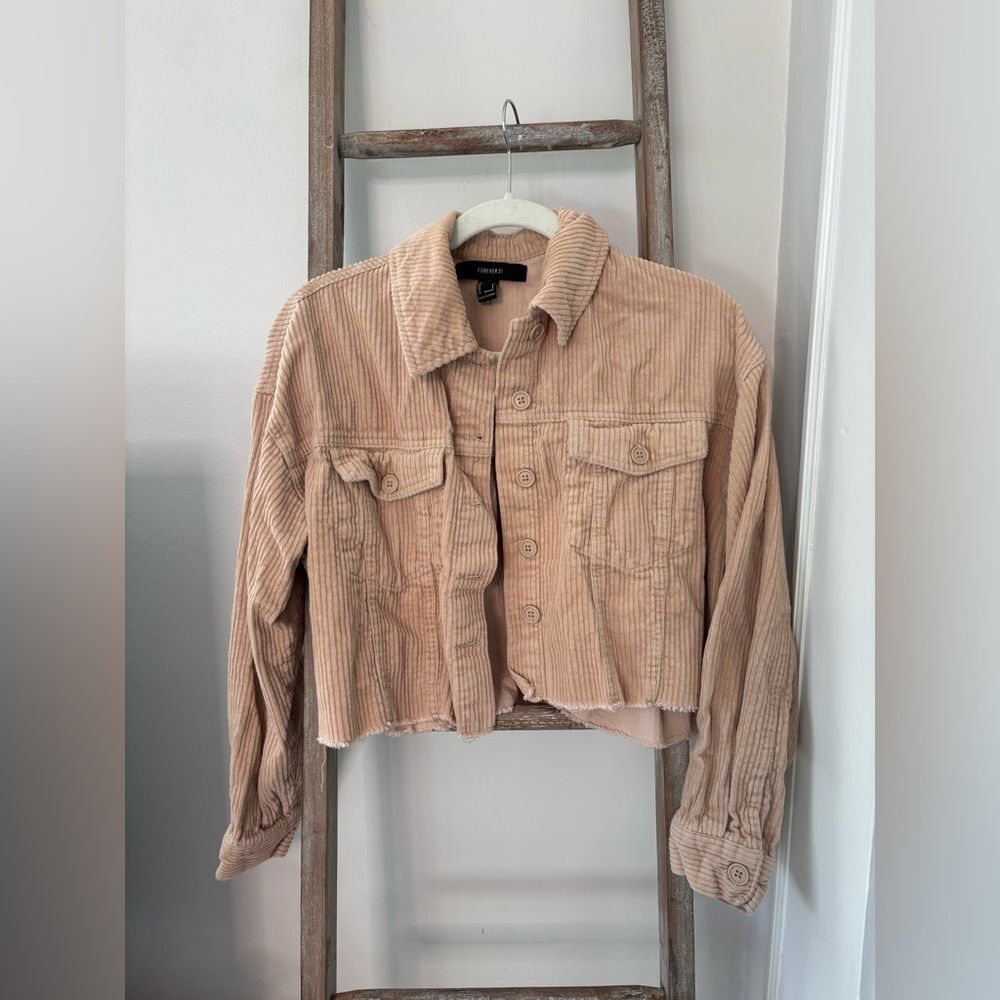 Corduroy Cropped Jacket in Beige